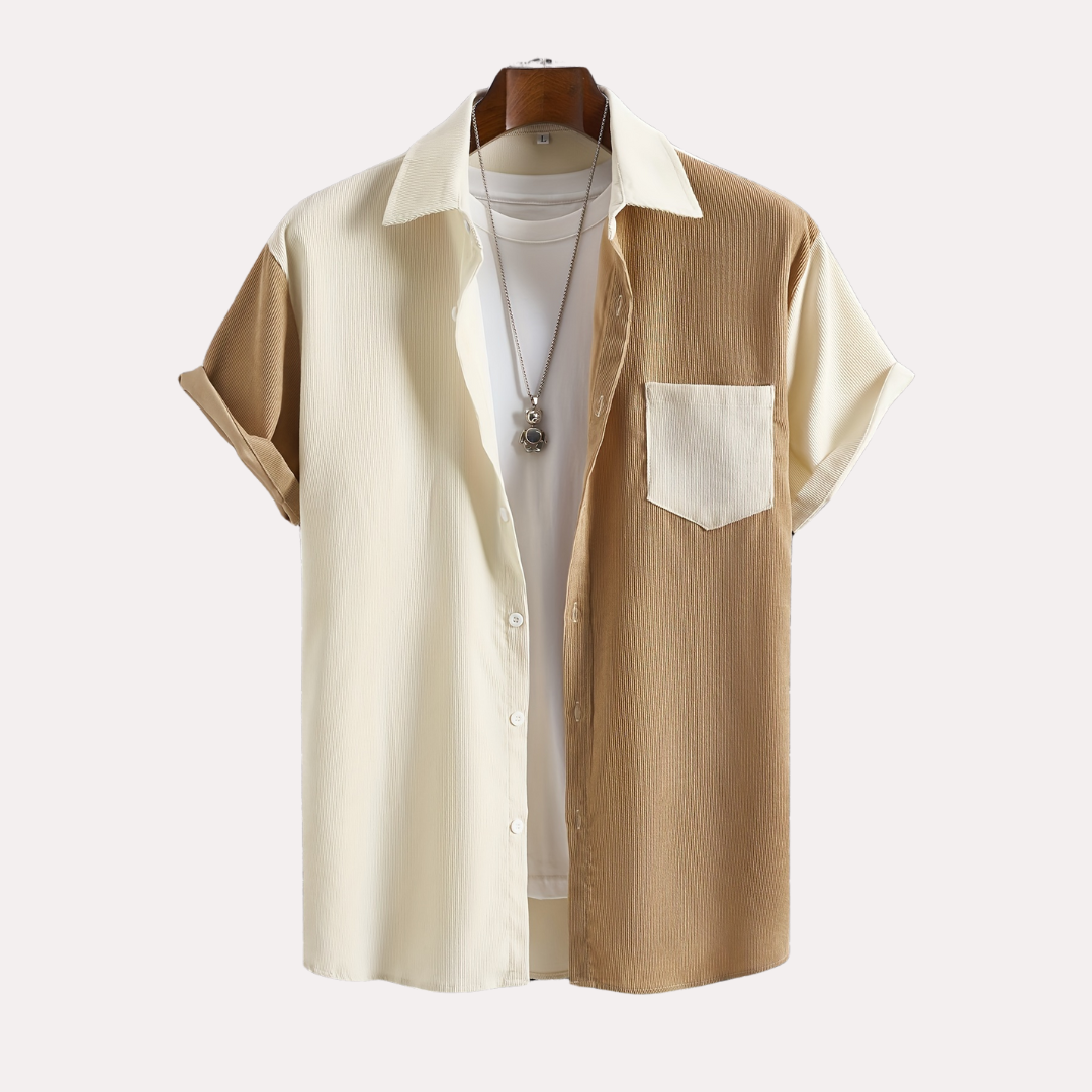 Laurent™ | Chemise Sable Bicolore Minimaliste