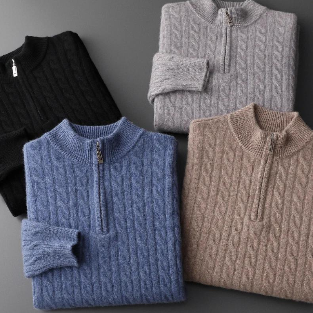 Laurent™ | Demi-zip tissé 100 % cachemire
