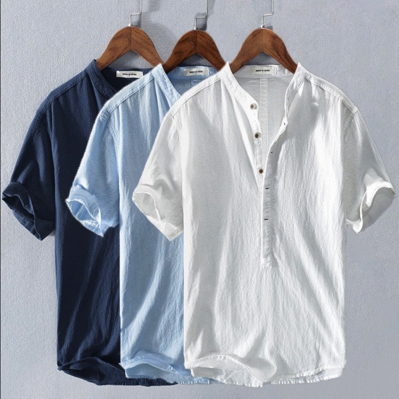 Ibiza Breeze | Chemise Légère à Col Tunisien