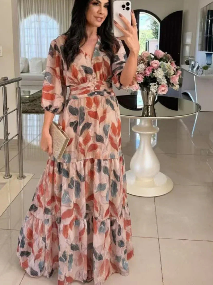 CLAUDIA | Robe Longue Fleurie avec Coupe Confortable pour Jours Élégants