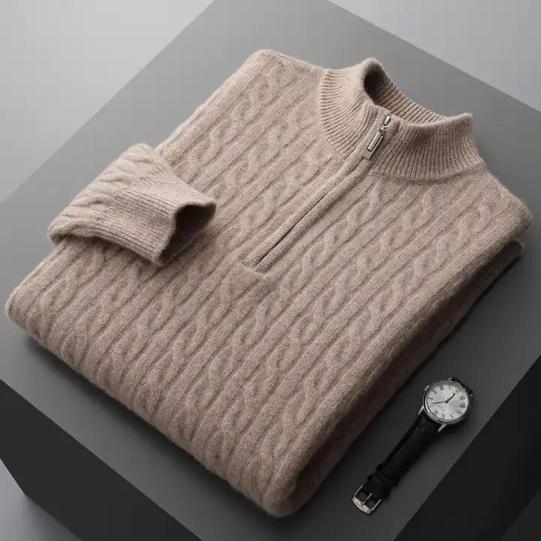 Laurent™ | Demi-zip tissé 100 % cachemire