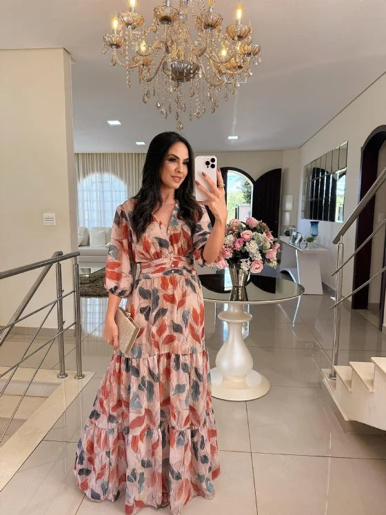 CLAUDIA | Robe Longue Fleurie avec Coupe Confortable pour Jours Élégants