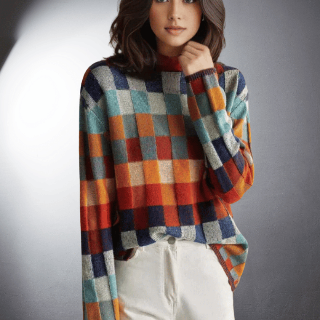 Laurent™ | Pull en Coton à Motif Carré Coloré
