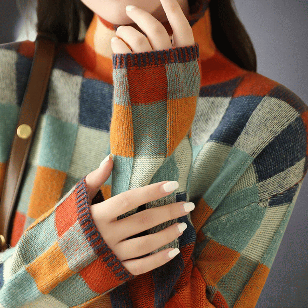 Laurent™ | Pull en Coton à Motif Carré Coloré