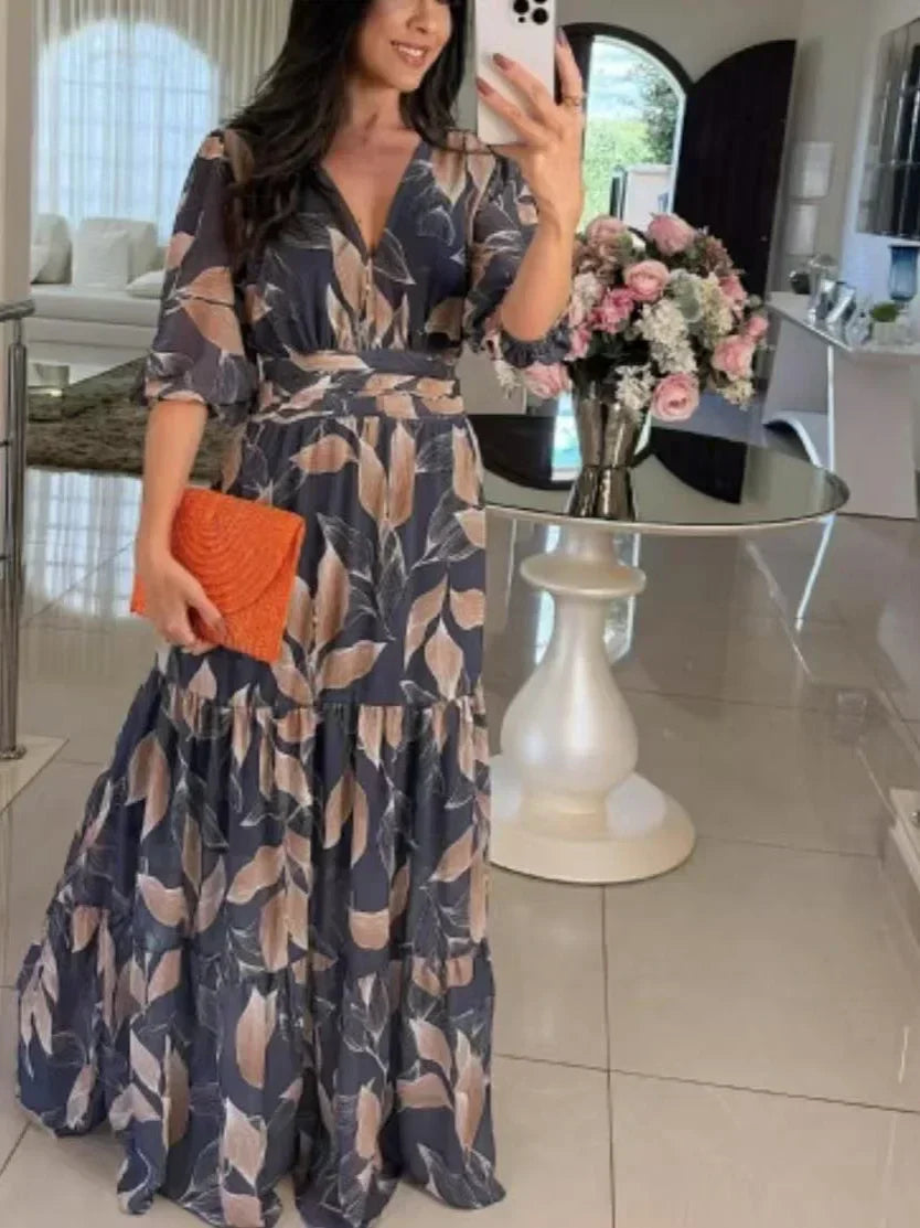 CLAUDIA | Robe Longue Fleurie avec Coupe Confortable pour Jours Élégants