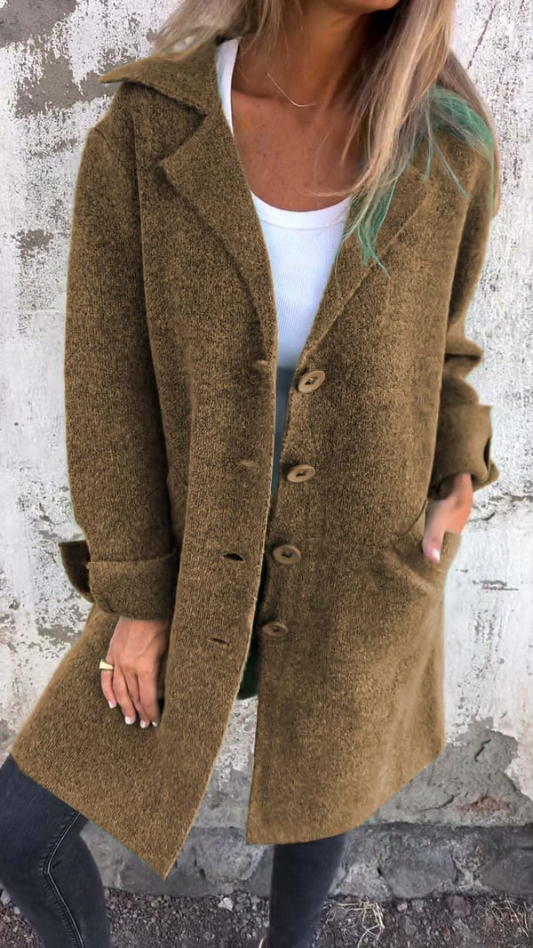 Amélie - Manteau casual en laine avec revers
