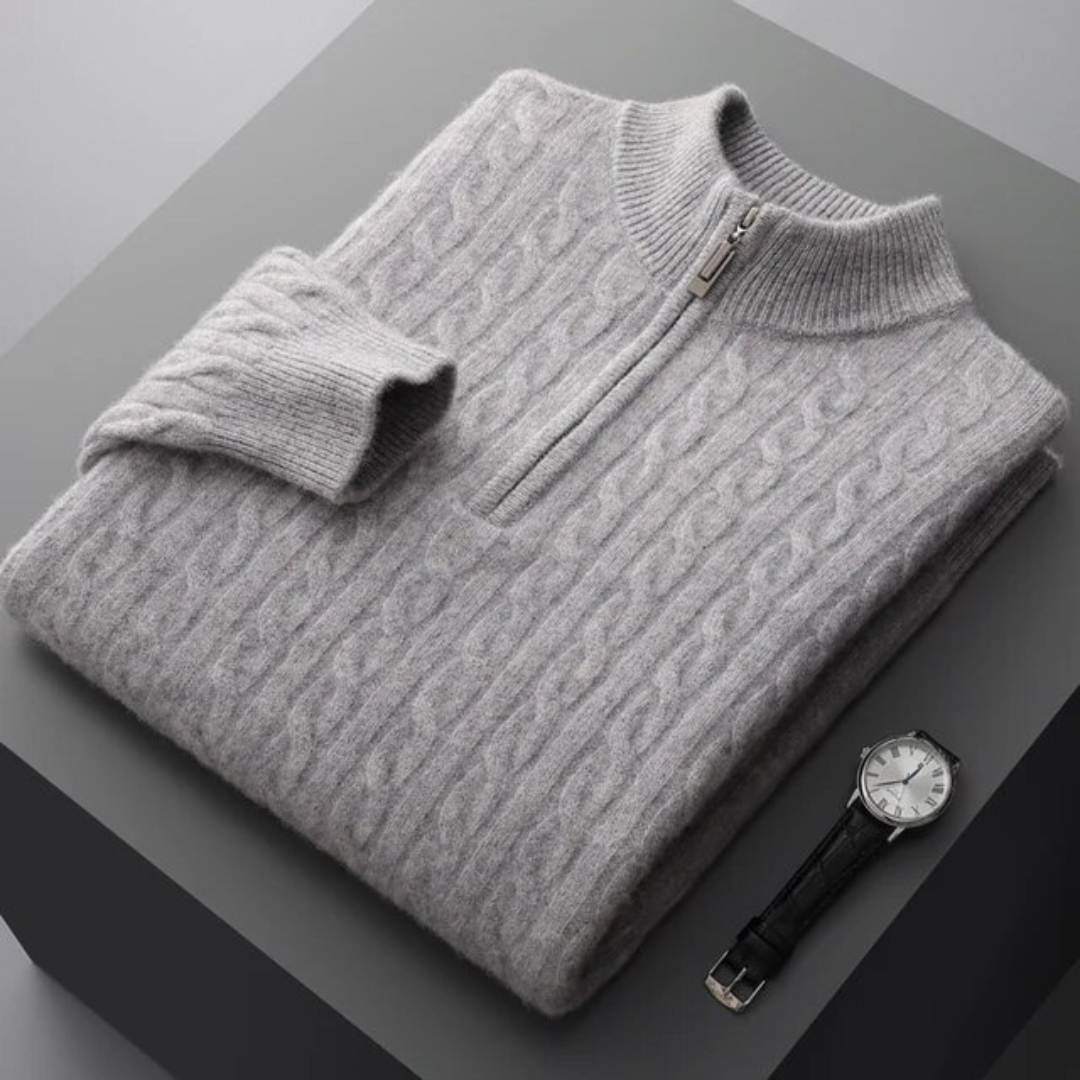 Laurent™ | Demi-zip tissé 100 % cachemire