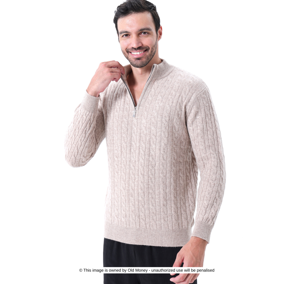 Laurent™ | Demi-zip tissé 100 % cachemire