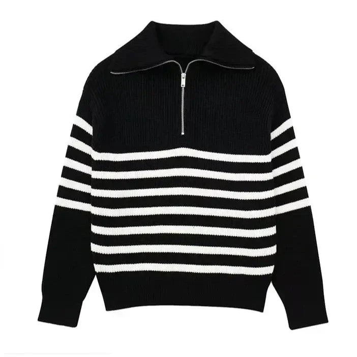 Laurent™ | Pull zippé rayé