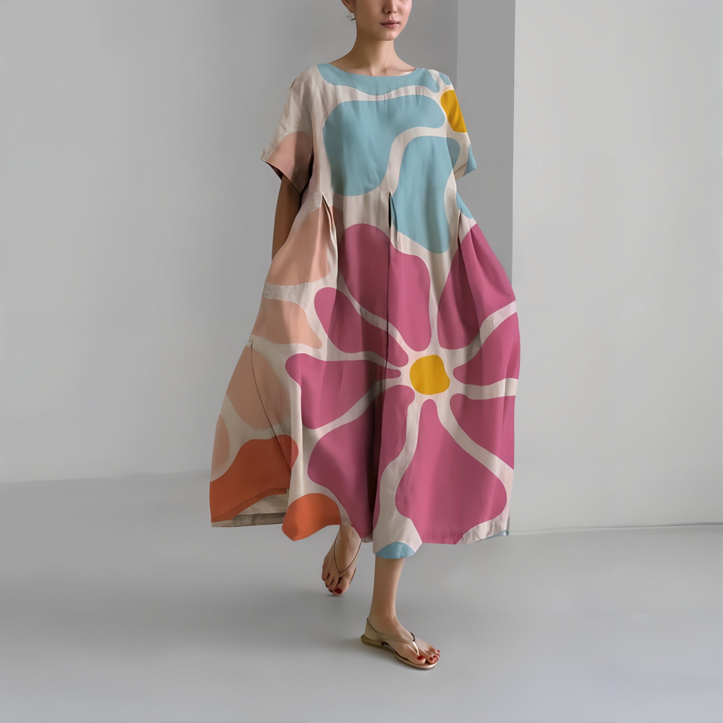 Élise - Robe maxi fleurie décontractée