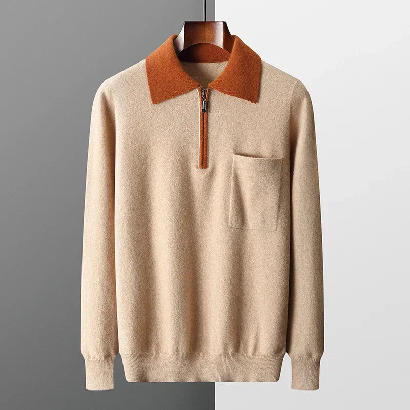 Laurent™ | POLO 100% CACHEMIRE ZIPPÉ