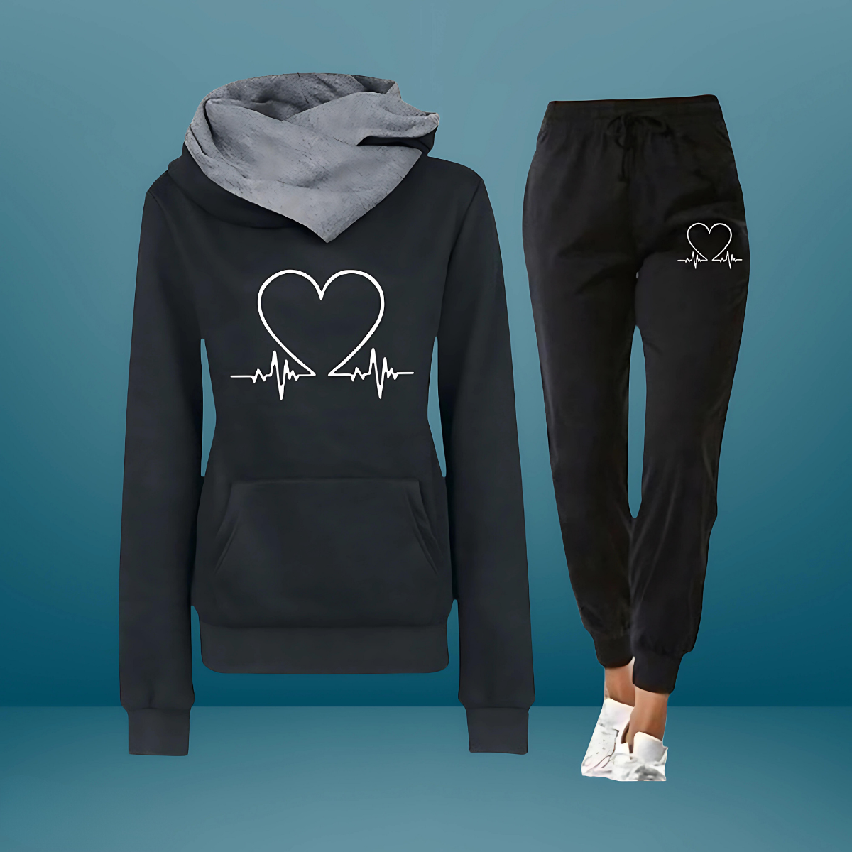 Clara - Ensemble de sport avec motif heartbeat