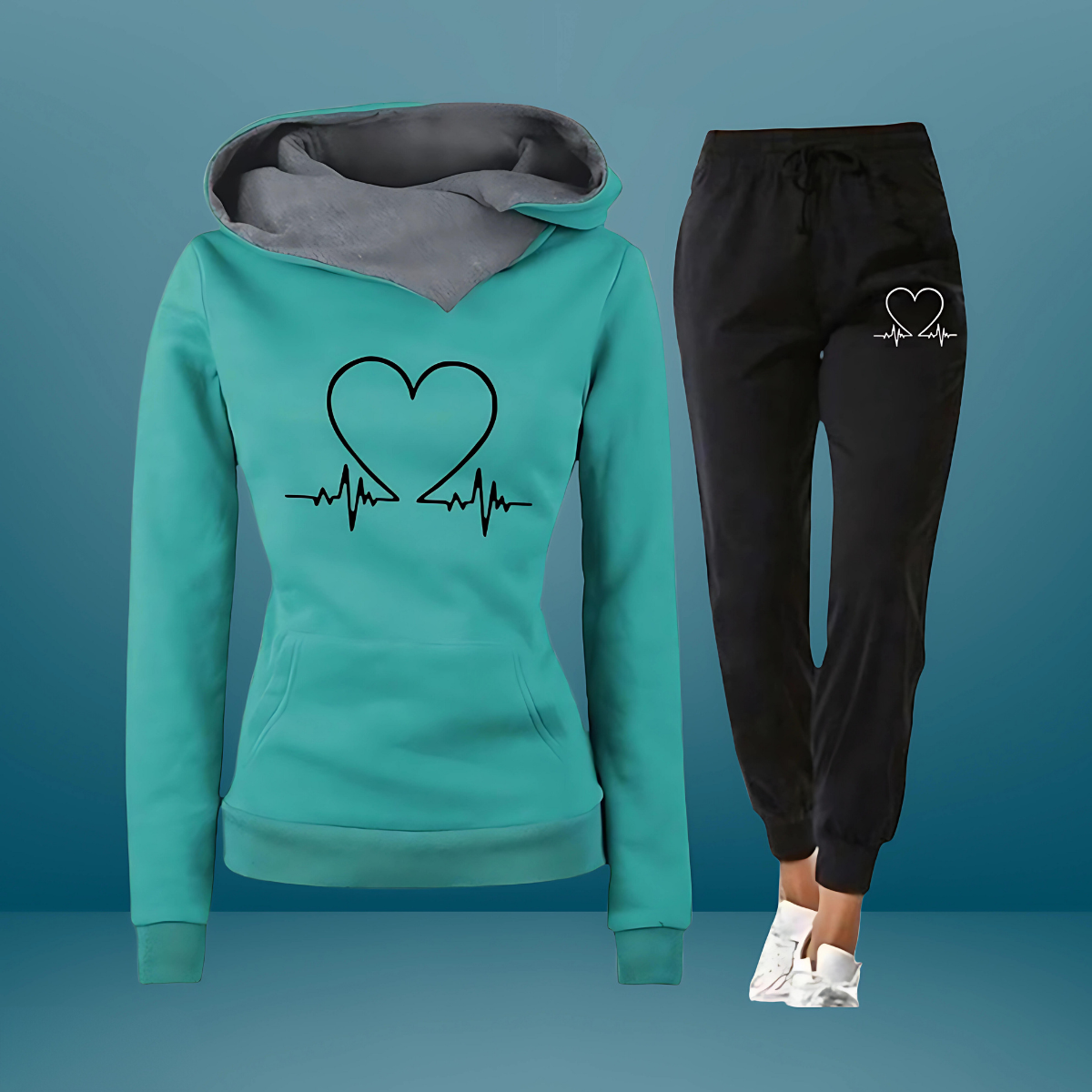Clara - Ensemble de sport avec motif heartbeat
