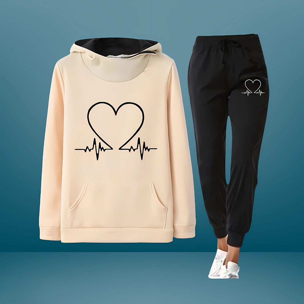 Clara - Ensemble de sport avec motif heartbeat