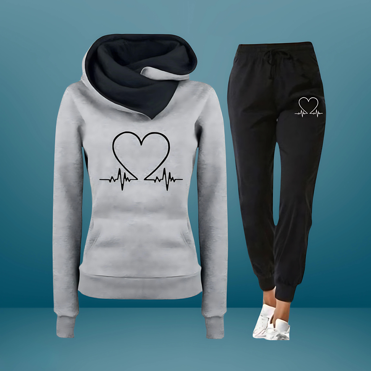 Clara - Ensemble de sport avec motif heartbeat
