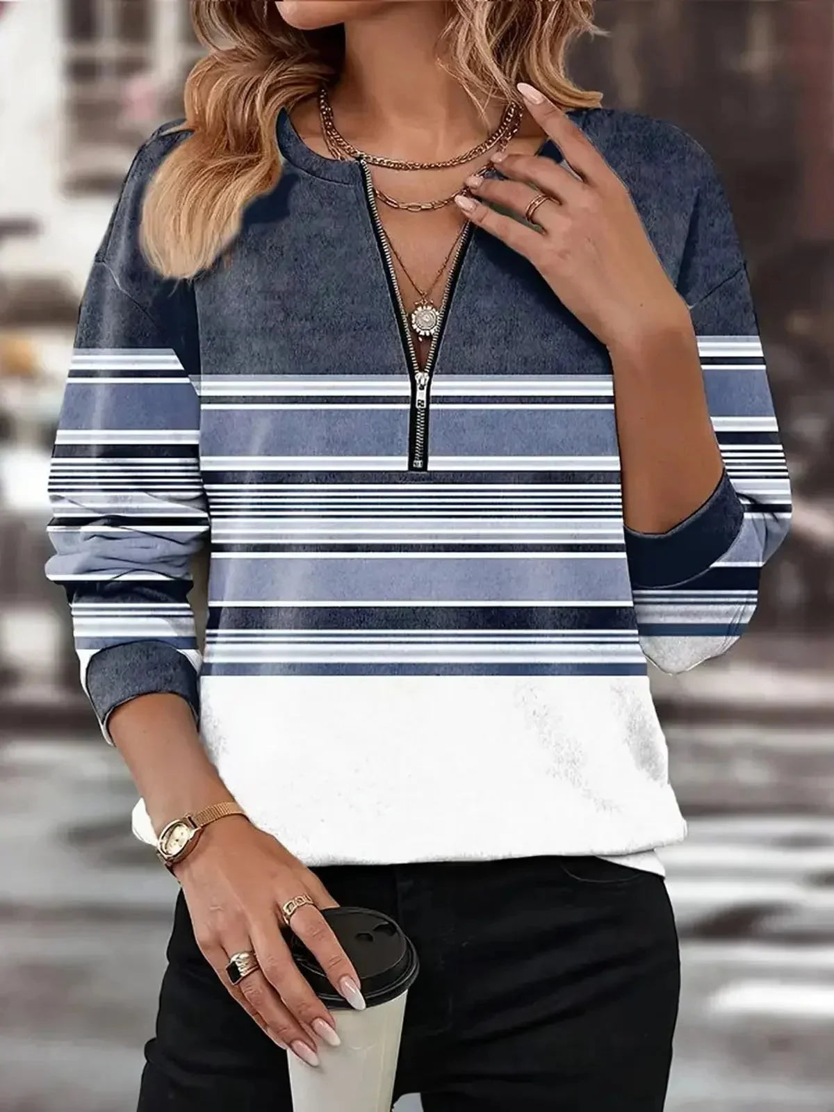Laurent™ | Long Sleeve V-Neck Sweatshirt
