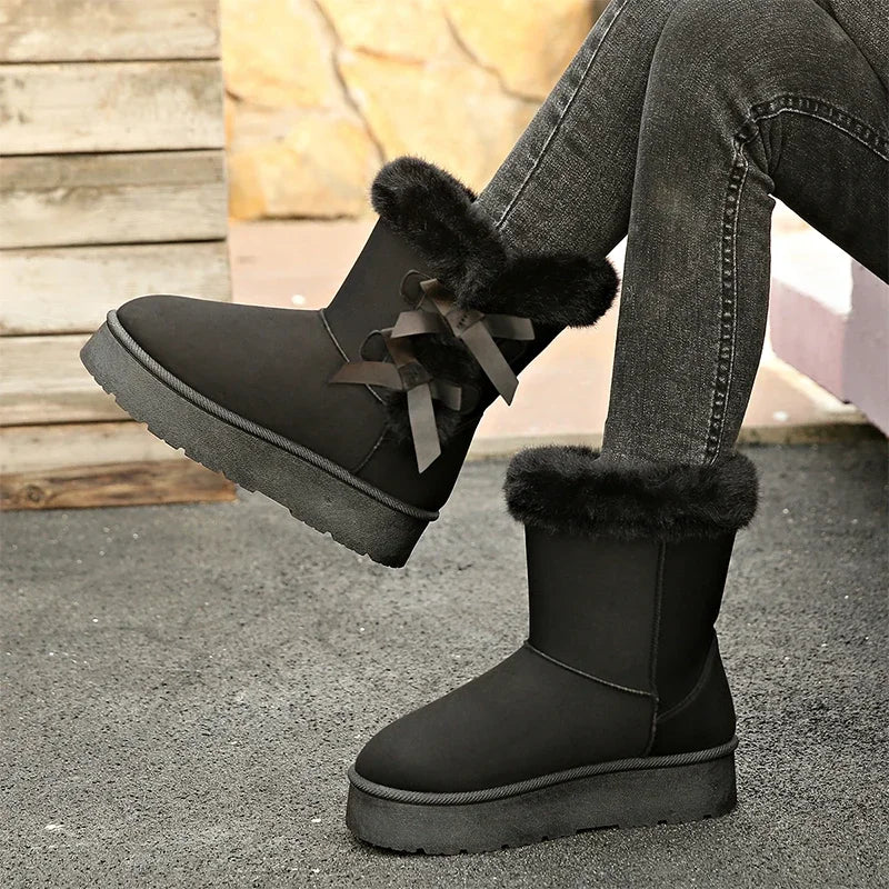 Camille - Bottines Plateforme Chaudes avec Nœud