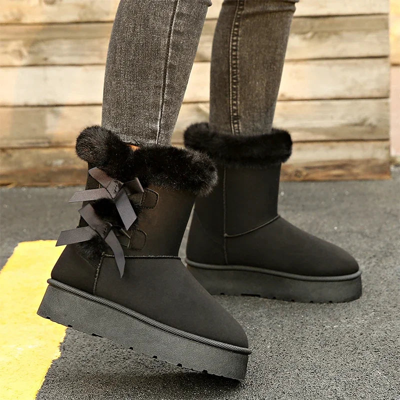 Camille - Bottines Plateforme Chaudes avec Nœud