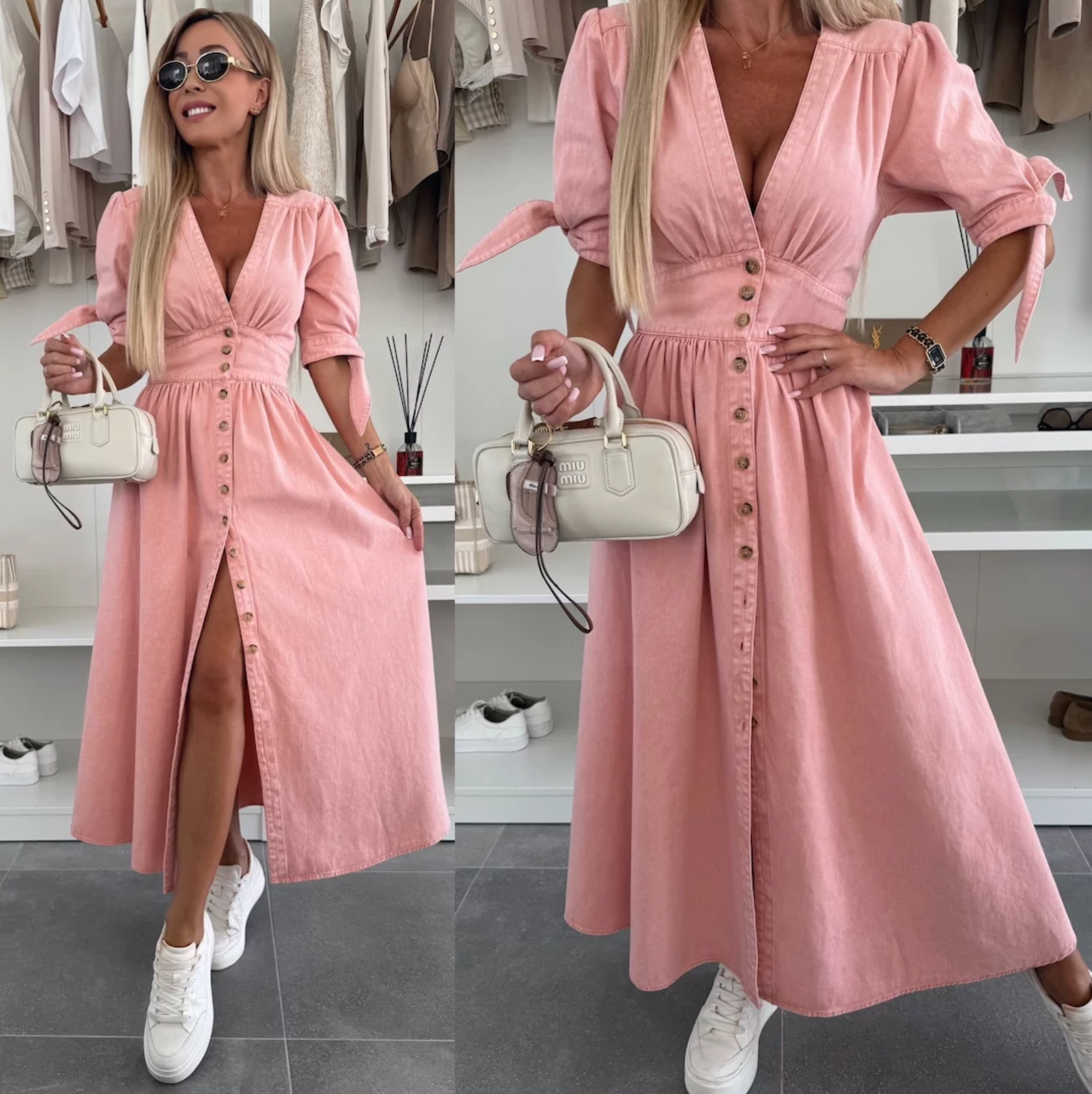 Delphine - Robe en denim éclatante