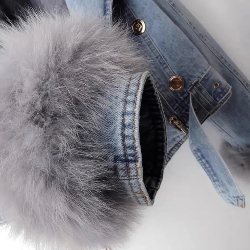 Celeste - Veste en denim avec fourrure éco-responsable