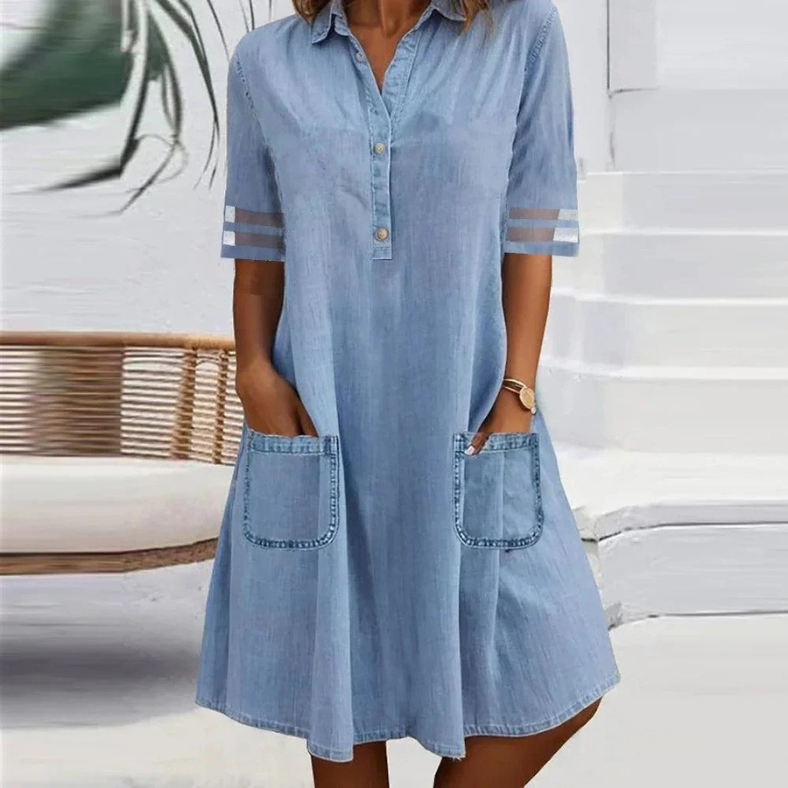 Jill | Robe Mini en Jean avec Poches Latérales
