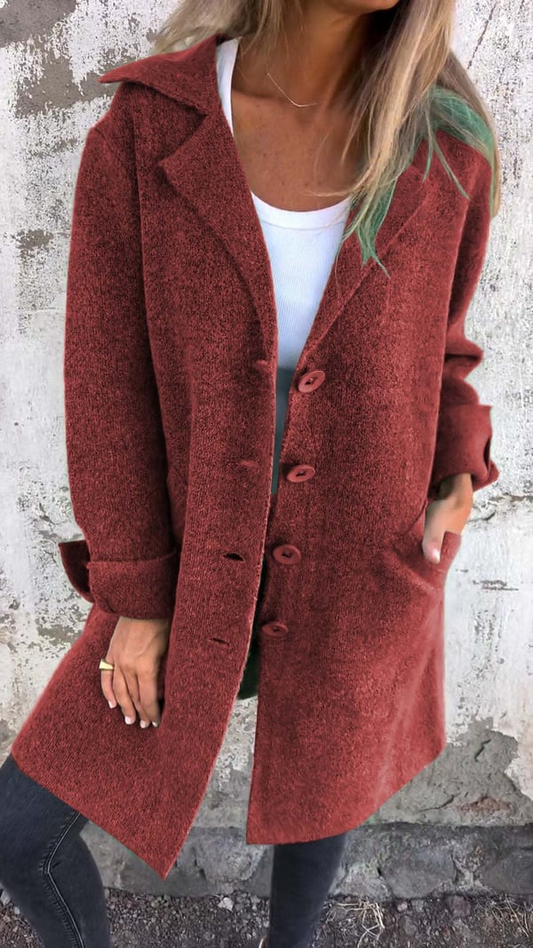 Amélie - Manteau casual en laine avec revers