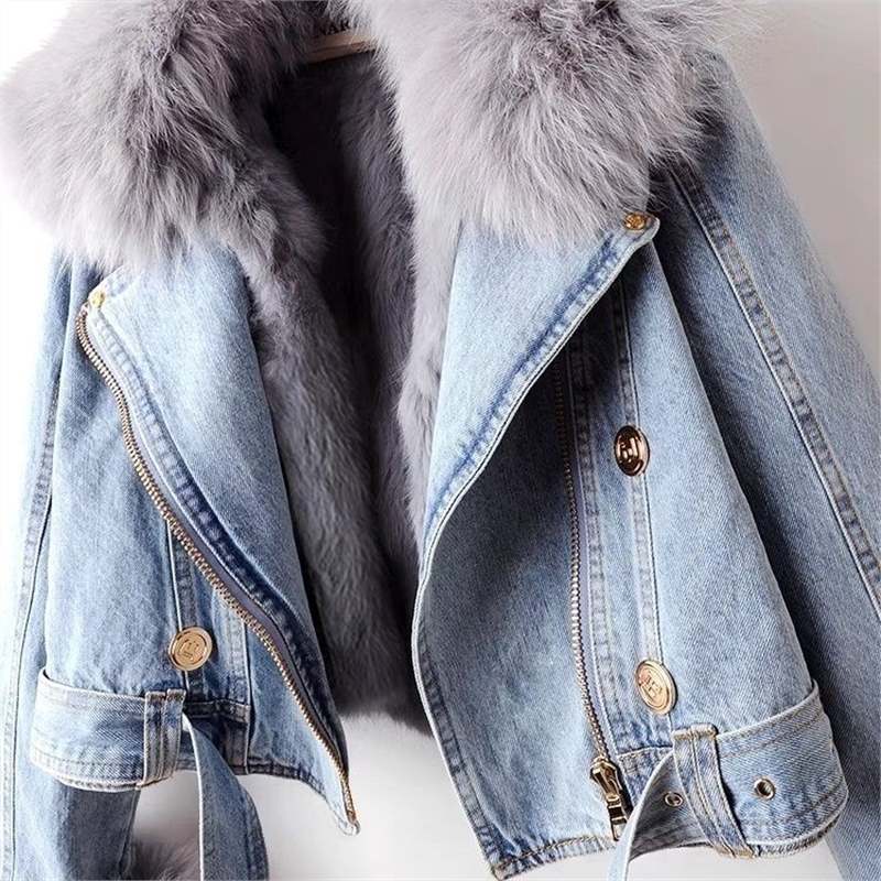 Celeste - Veste en denim avec fourrure éco-responsable