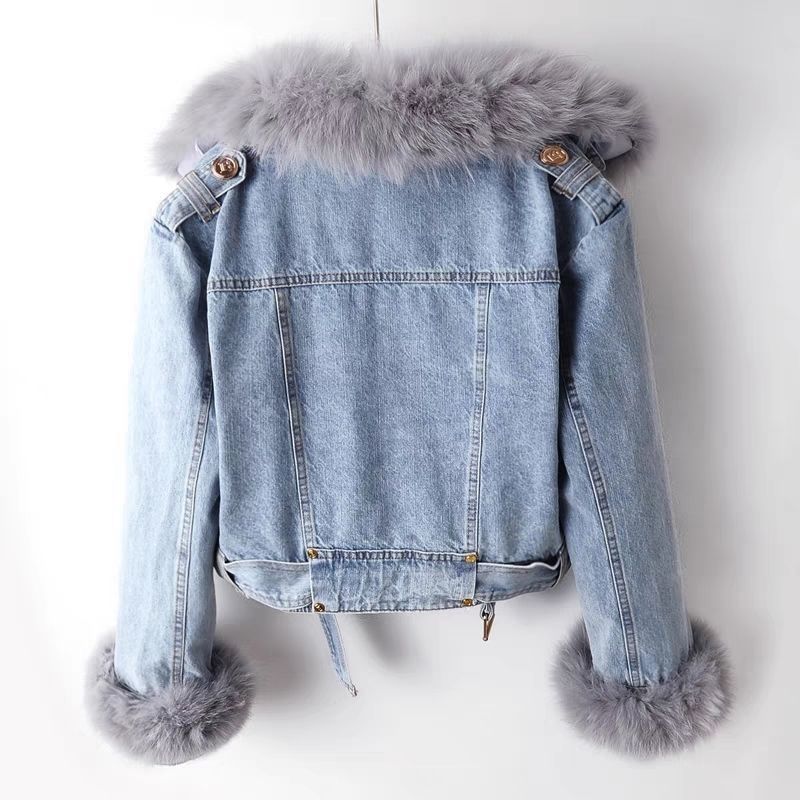 Celeste - Veste en denim avec fourrure éco-responsable