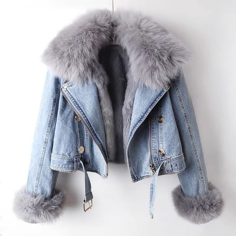 Celeste - Veste en denim avec fourrure éco-responsable