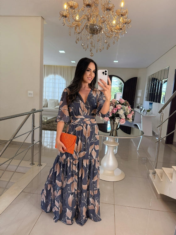 CLAUDIA | Robe Longue Fleurie avec Coupe Confortable pour Jours Élégants