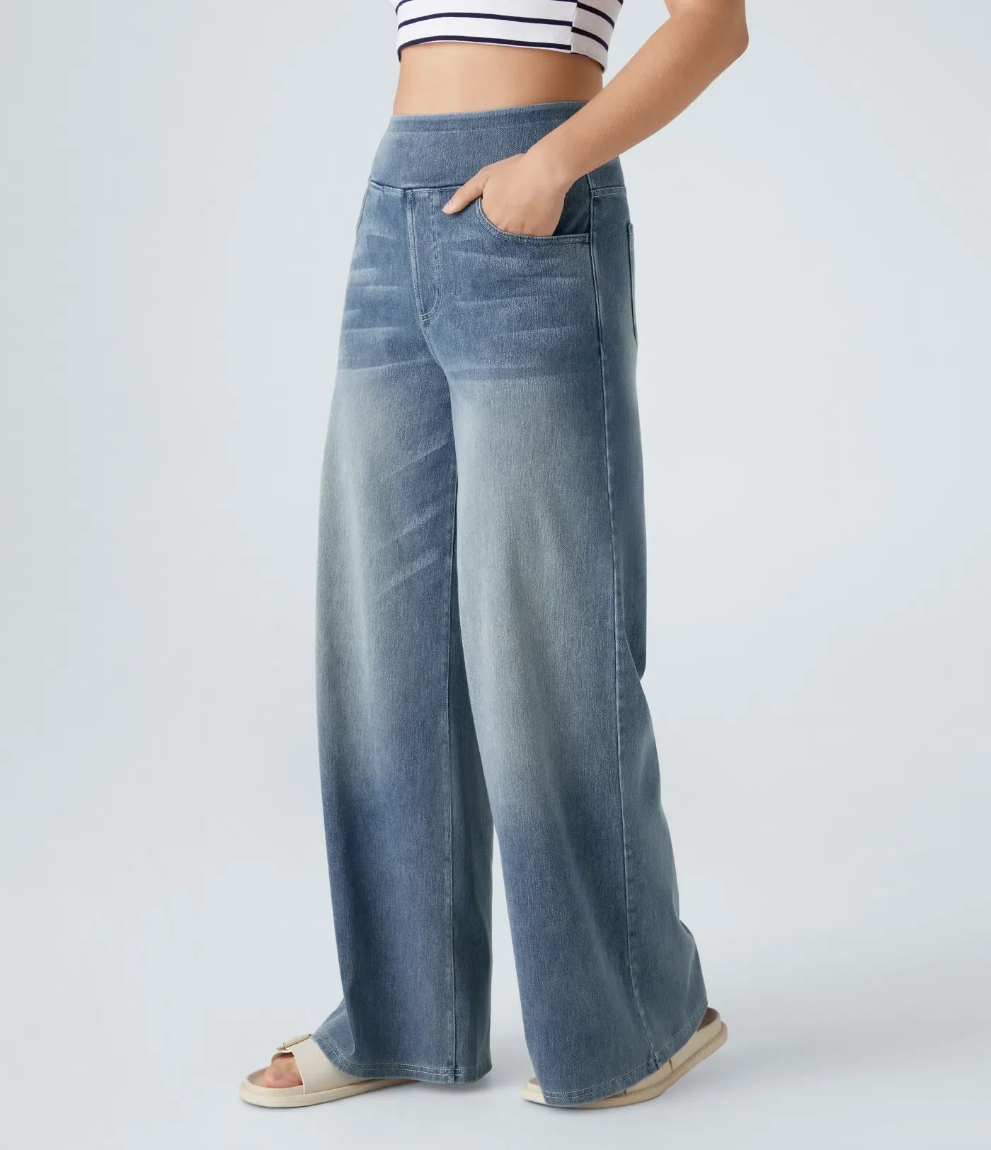Léa - Pantalon élastique taille haute et confortable