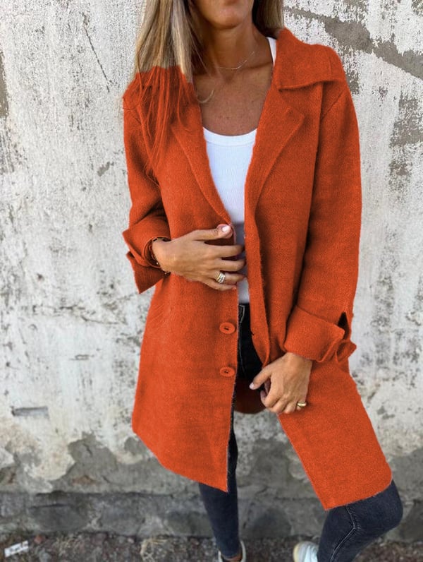 Amélie - Manteau casual en laine avec revers