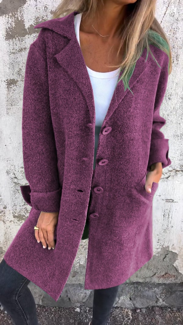 Amélie - Manteau casual en laine avec revers