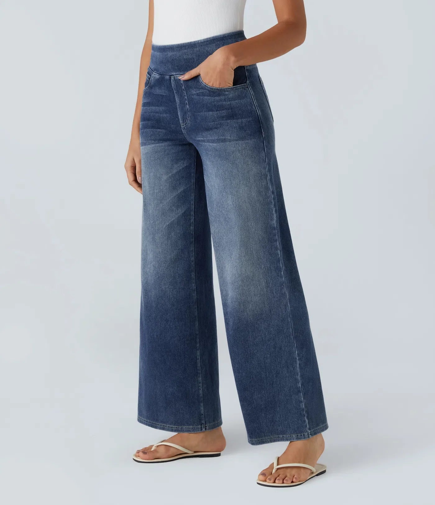 Léa - Pantalon élastique taille haute et confortable