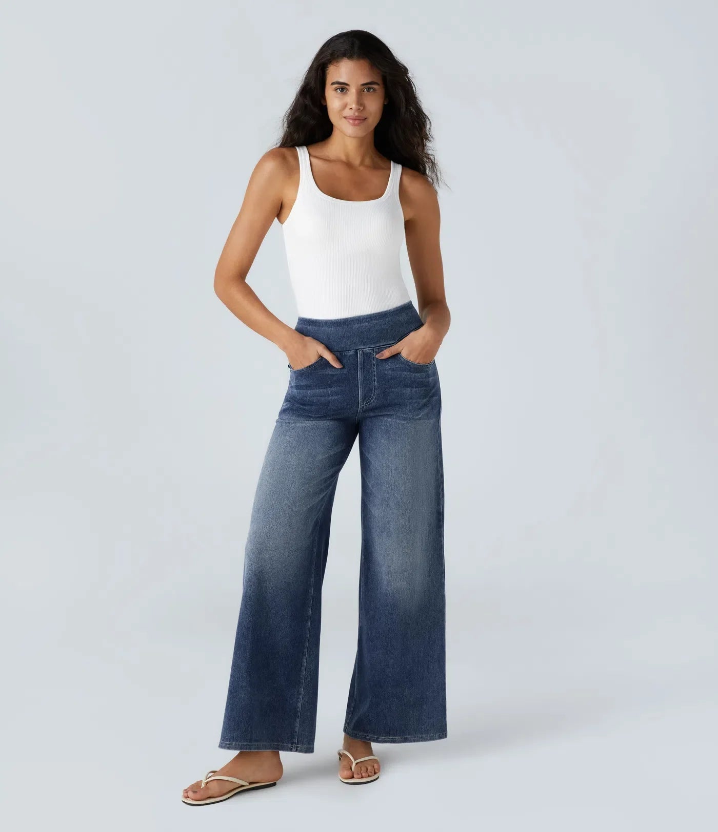 Léa - Pantalon élastique taille haute et confortable