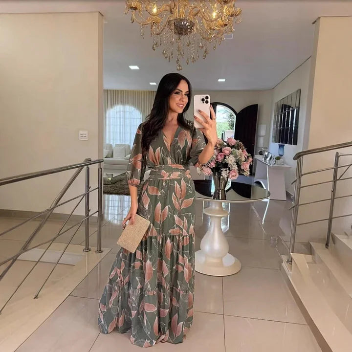 CLAUDIA | Robe Longue Fleurie avec Coupe Confortable pour Jours Élégants