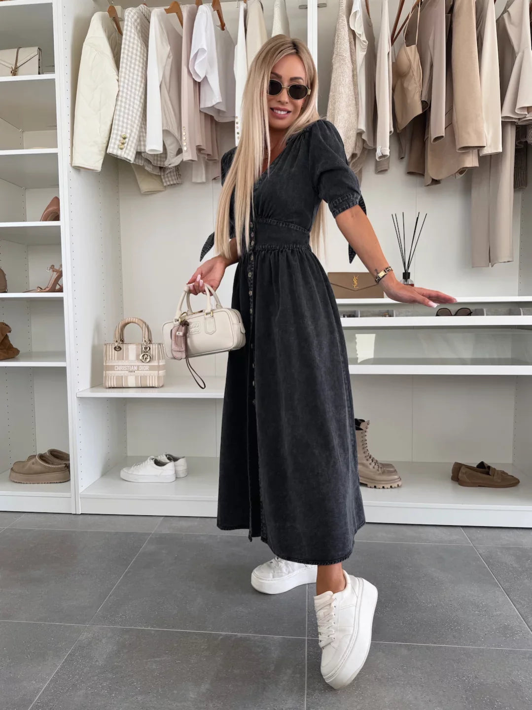 Delphine - Robe en denim éclatante