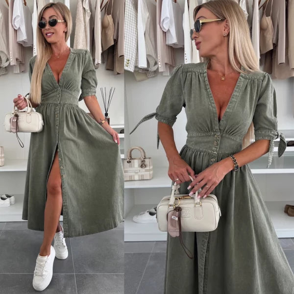 Delphine - Robe en denim éclatante