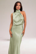 Flavia™ | Robe glamour en satin avec col halter