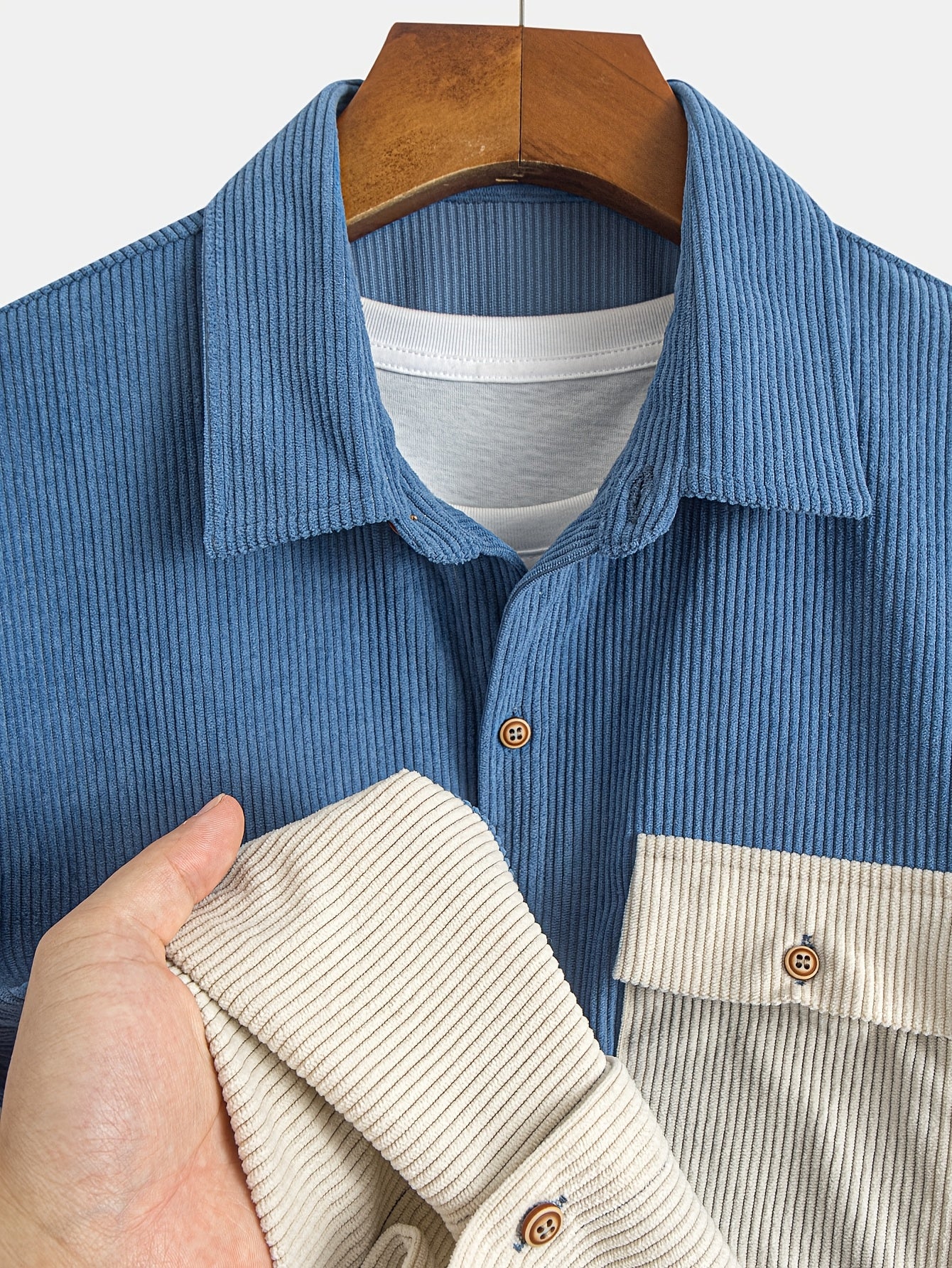 Laurent™ | Chemise Bicolore Lin Bleu