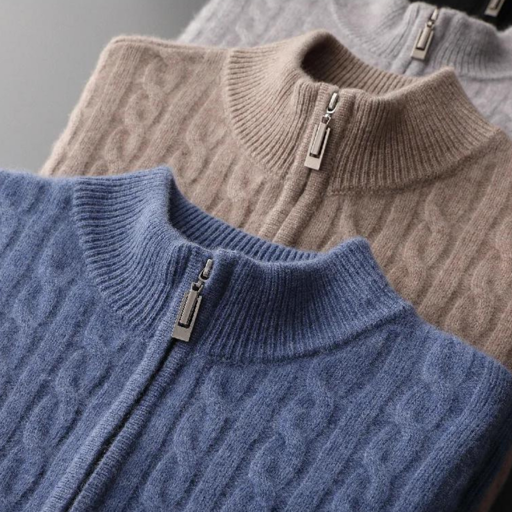 Laurent™ | Demi-zip tissé 100 % cachemire