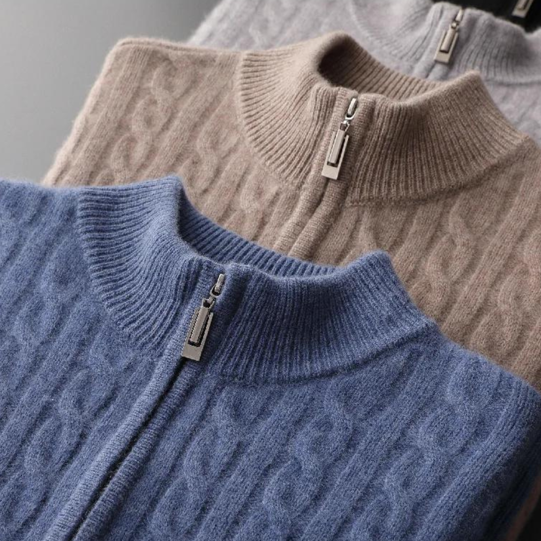 Laurent™ | Demi-zip tissé 100 % cachemire