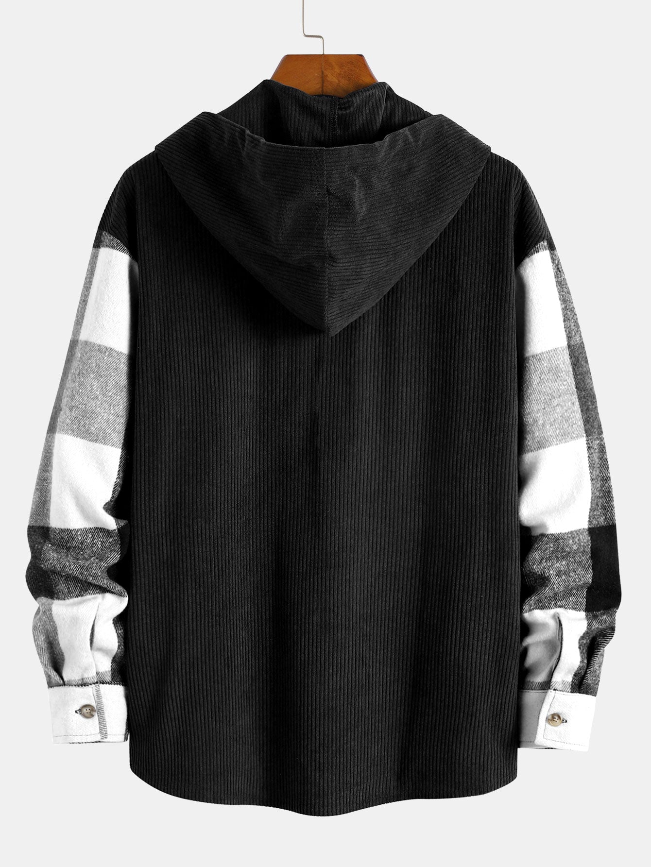 Laurent™ - Chemise à capuche en flanelle et patchwork velours côtelé