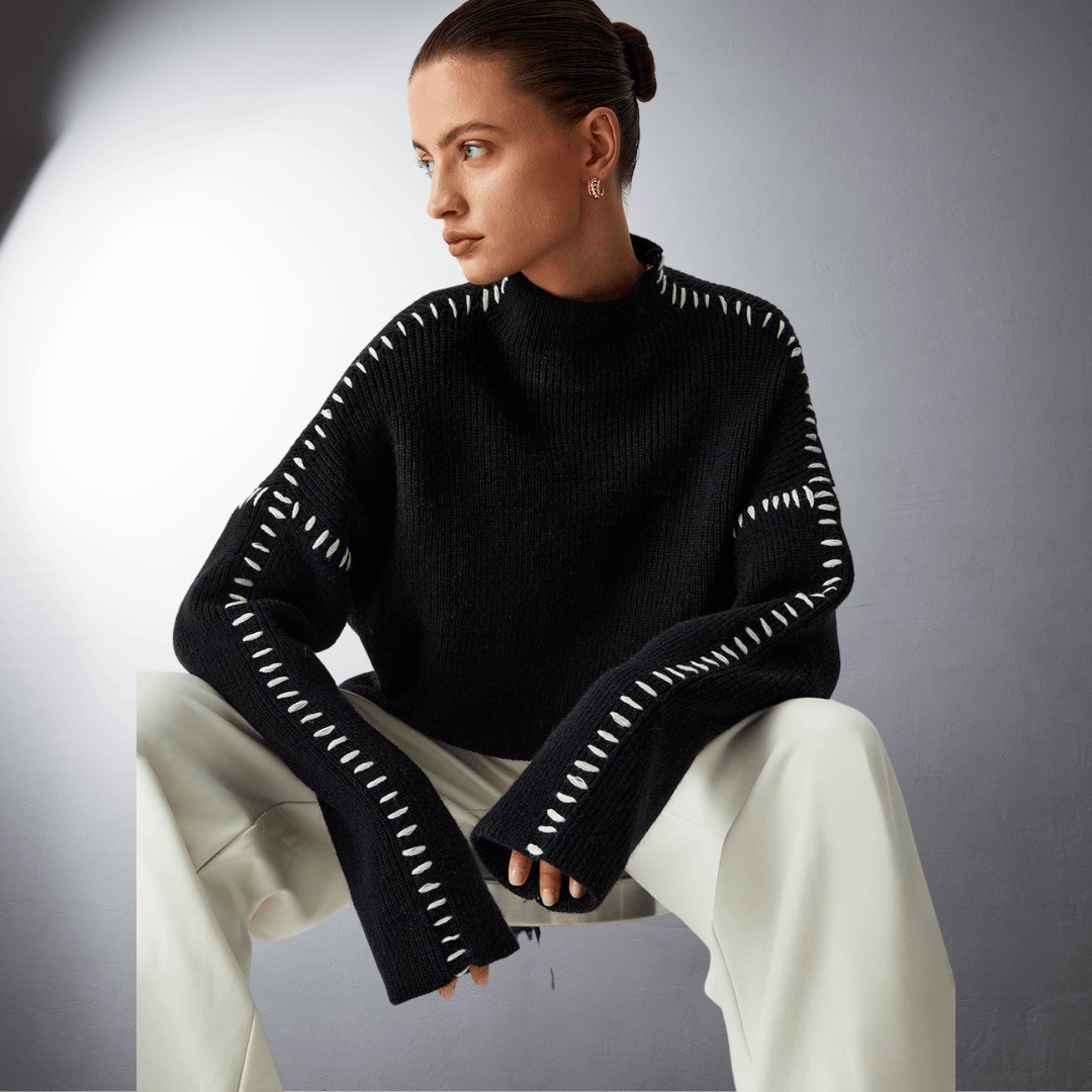 Laurent™ | Pull en Maille Structurée à Détails Contrastants