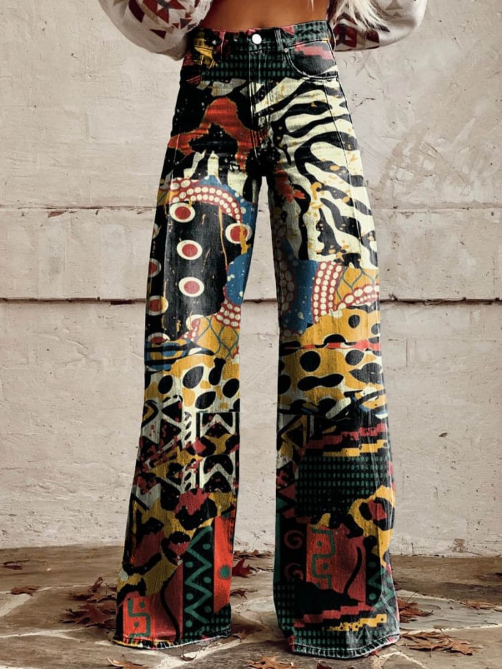 ÉLODIE | Pantalons Amples avec Motif Artistique Élégant et Audacieux