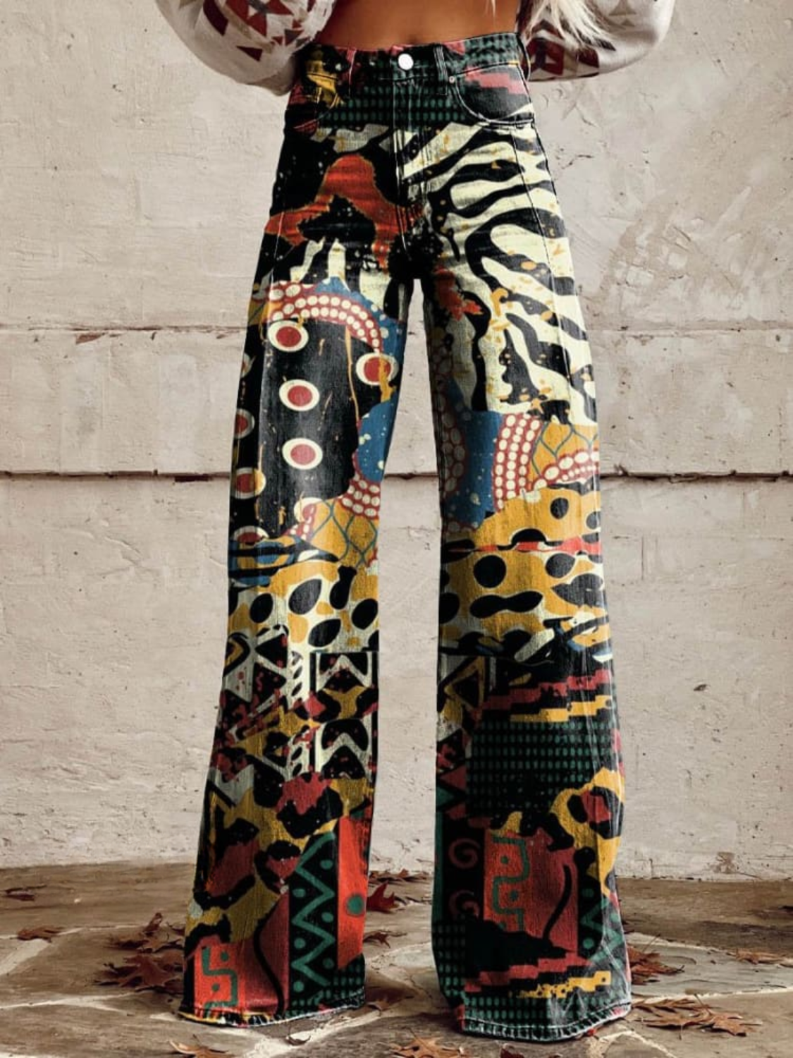 ÉLODIE | Pantalons Amples avec Motif Artistique Élégant et Audacieux