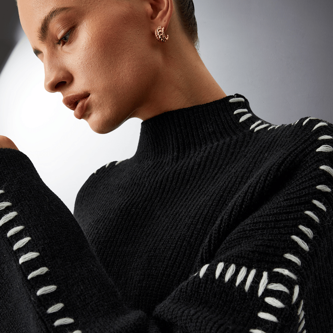 Laurent™ | Pull en Maille Structurée à Détails Contrastants
