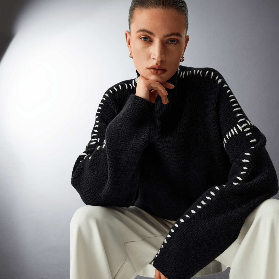 Laurent™ | Pull en Maille Structurée à Détails Contrastants