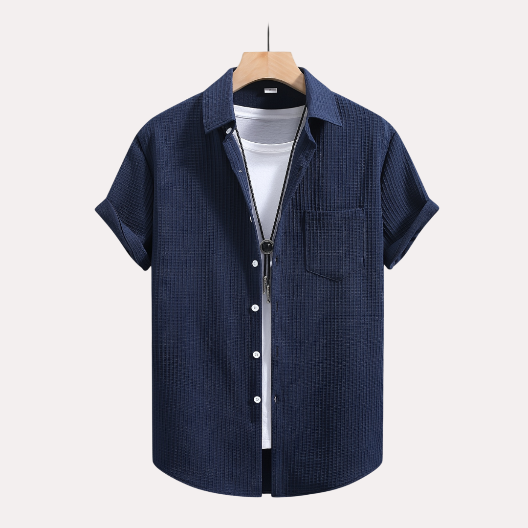 Laurent™ | Chemise Texturée Marine Chic