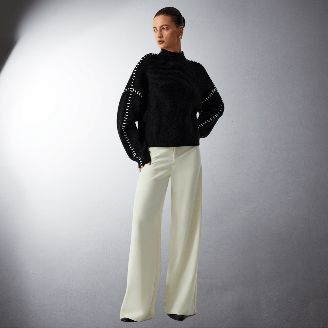 Laurent™ | Pull en Maille Structurée à Détails Contrastants